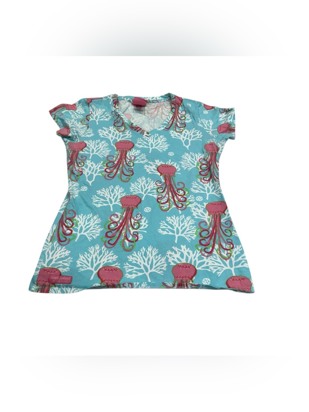 Turquoise Simply Southern Octopus 🐙 and Coral 🪸 Tee